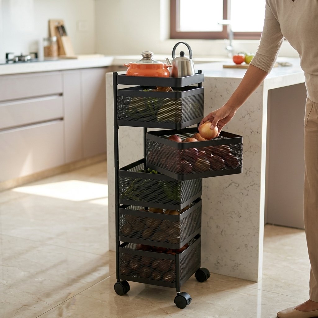 Kitchen Rotating Storage 5 Layer (Square)